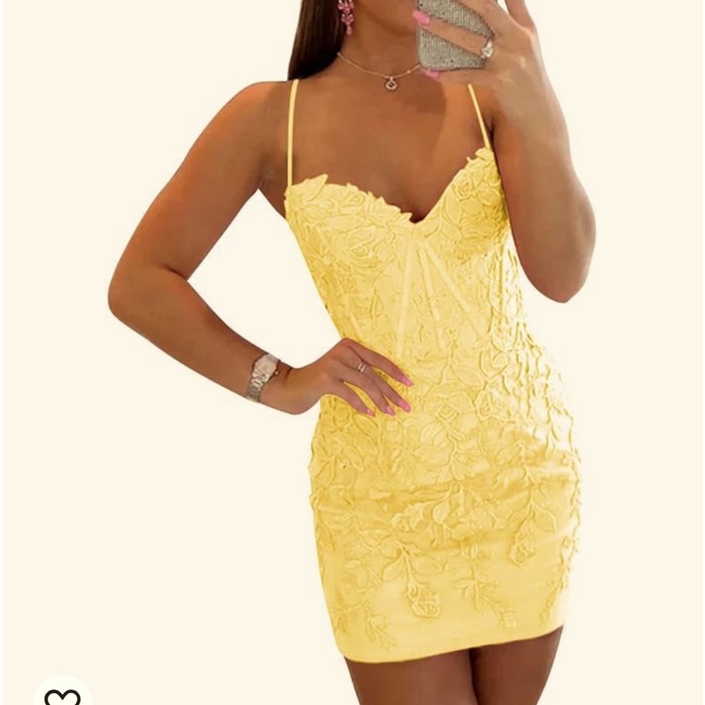 amazon light yellow homecoming dress size 4